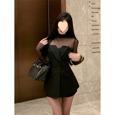 Pure Desire Mesh Socialite Exquisite Fashion Long Sleeve Suit