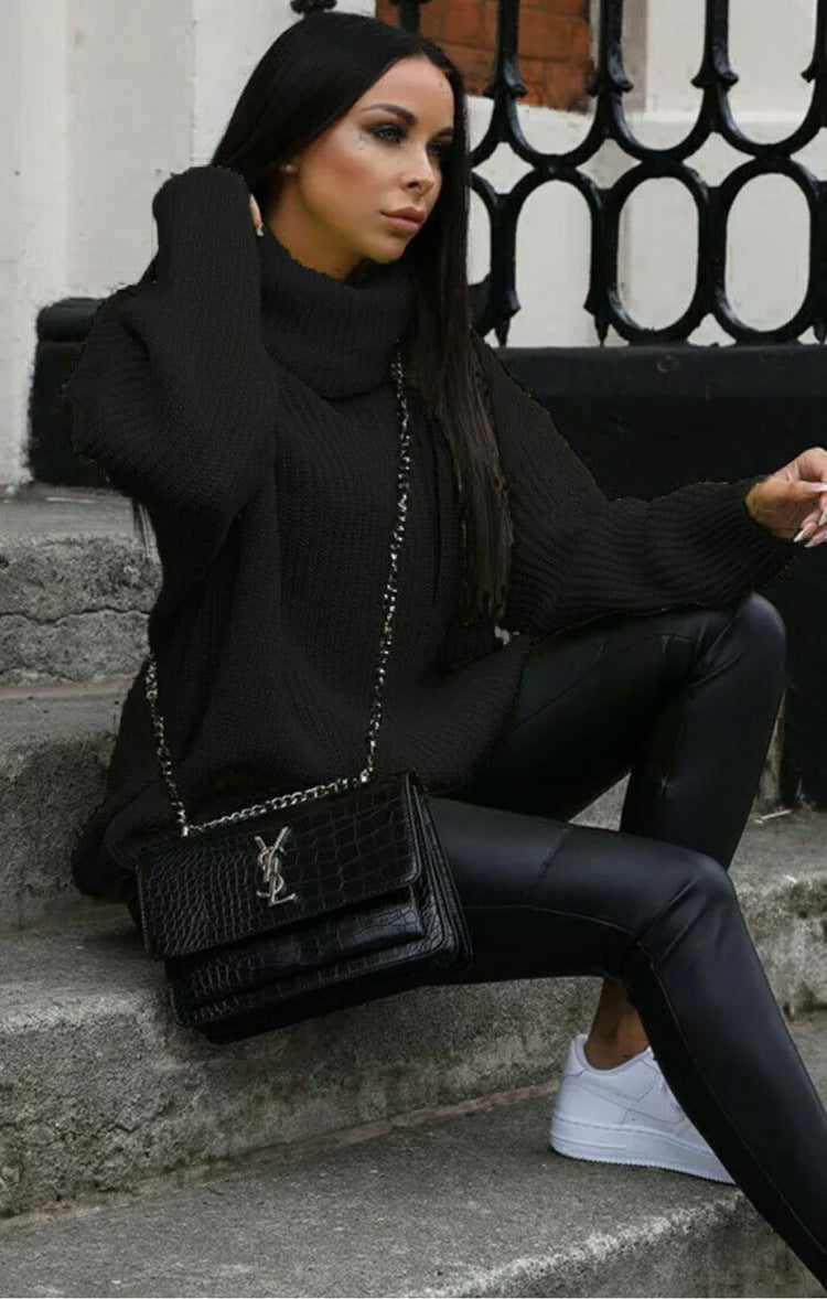 Turtleneck Long Sleeve Sweater Coat Mid-length Sweater
