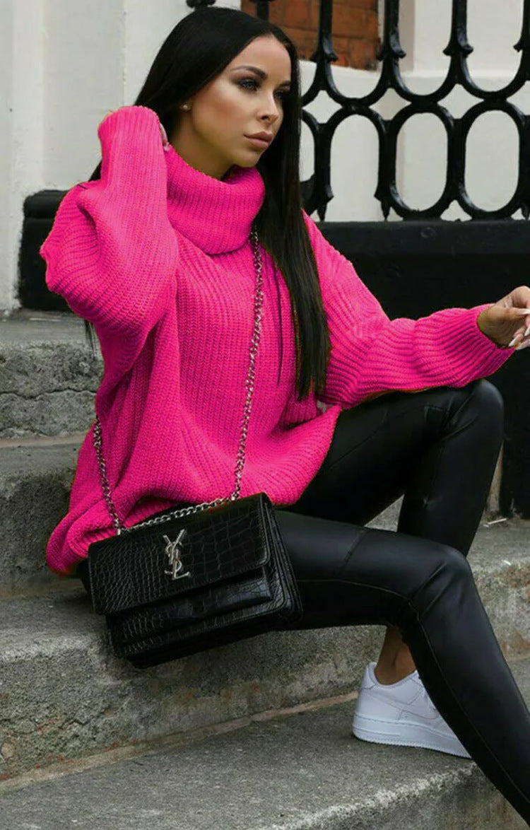 Turtleneck Long Sleeve Sweater Coat Mid-length Sweater
