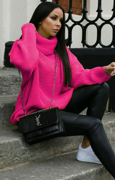 Turtleneck Long Sleeve Sweater Coat Mid-length Sweater