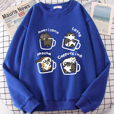 Coffee Cat Cute Personality Hoodie