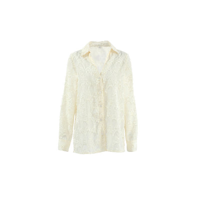Fashion Special-interest Sense Of Design Shirt Jacquard Simple Temperament Long Sleeve All-matching