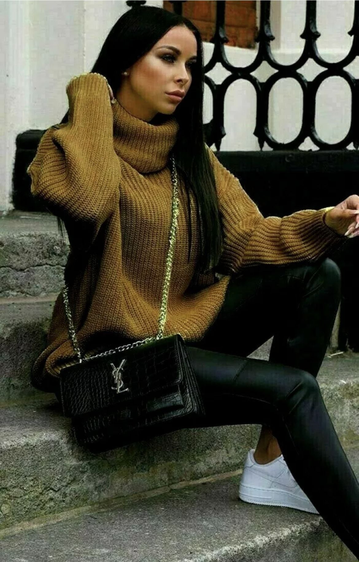 Turtleneck Long Sleeve Sweater Coat Mid-length Sweater