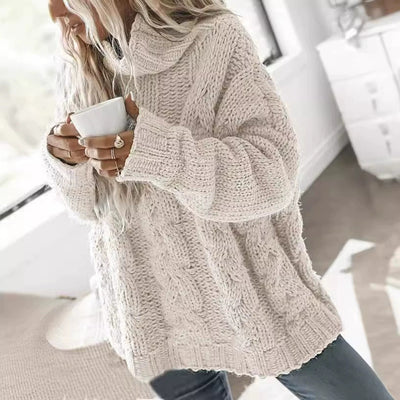 Pullover Sweater Long Sleeve Loose High Collar