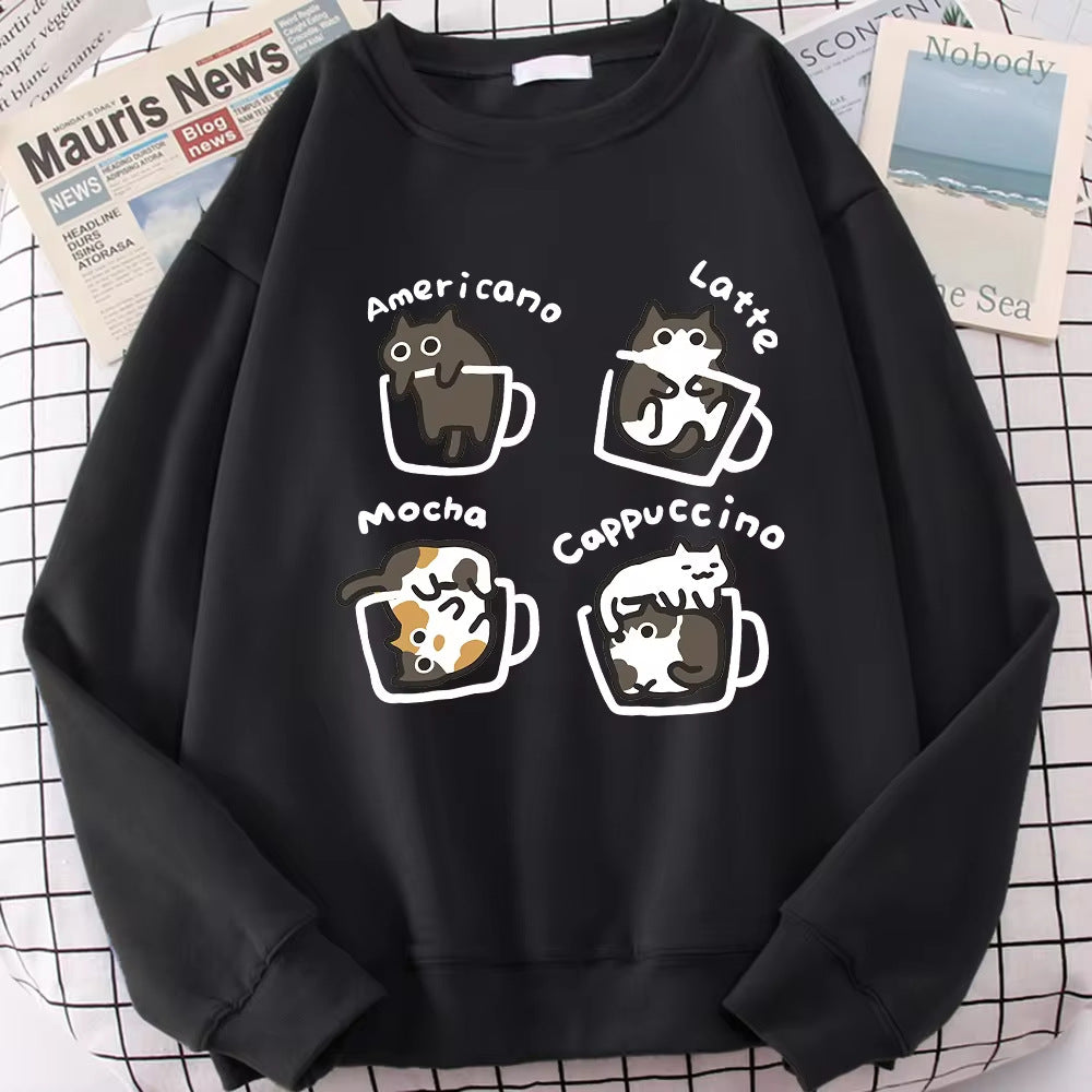 Coffee Cat Cute Personality Hoodie