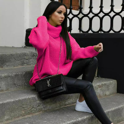 Turtleneck Long Sleeve Sweater Coat Mid-length Sweater