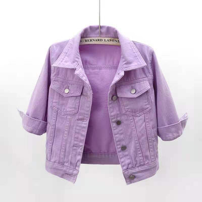Spring And Summer Korean-style Mid-sleeve Denim Coat