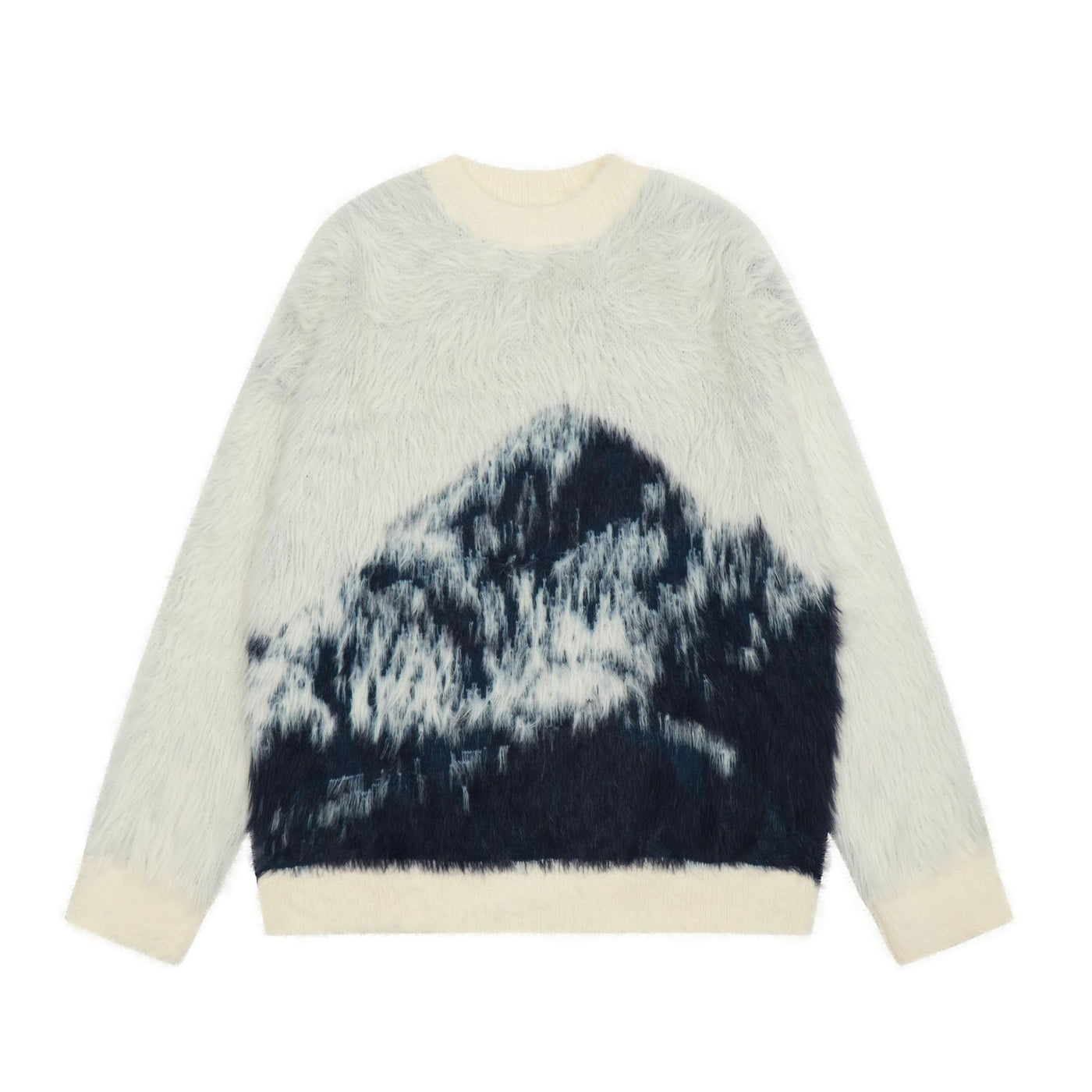 Heavy American Retro Furry Round Neck Sweater