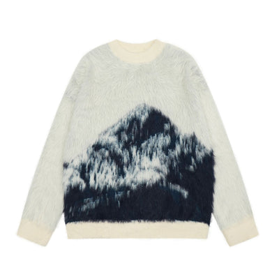 Heavy American Retro Furry Round Neck Sweater