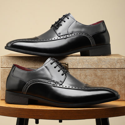 Men's Trendy Non-slip Breathable Leather Shoes Color Matching Business