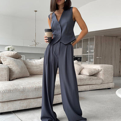 Women's Sleeveless Waistcoat Vest Casual Suit