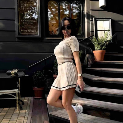 Short Sweater Pleated Skirt Women