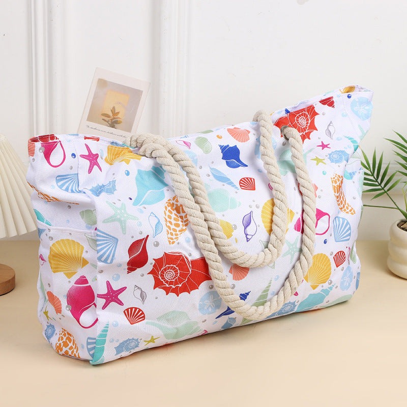 Large Capacity Beach Tote Bag Handheld Canvas Women's