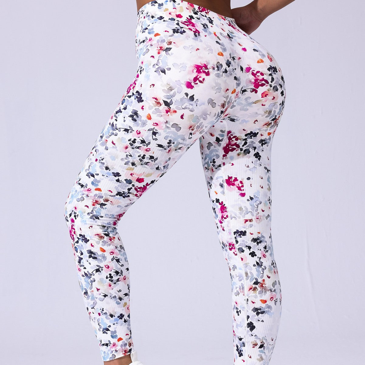 Print Yoga Pants Peach Hip High Waist Running Sports