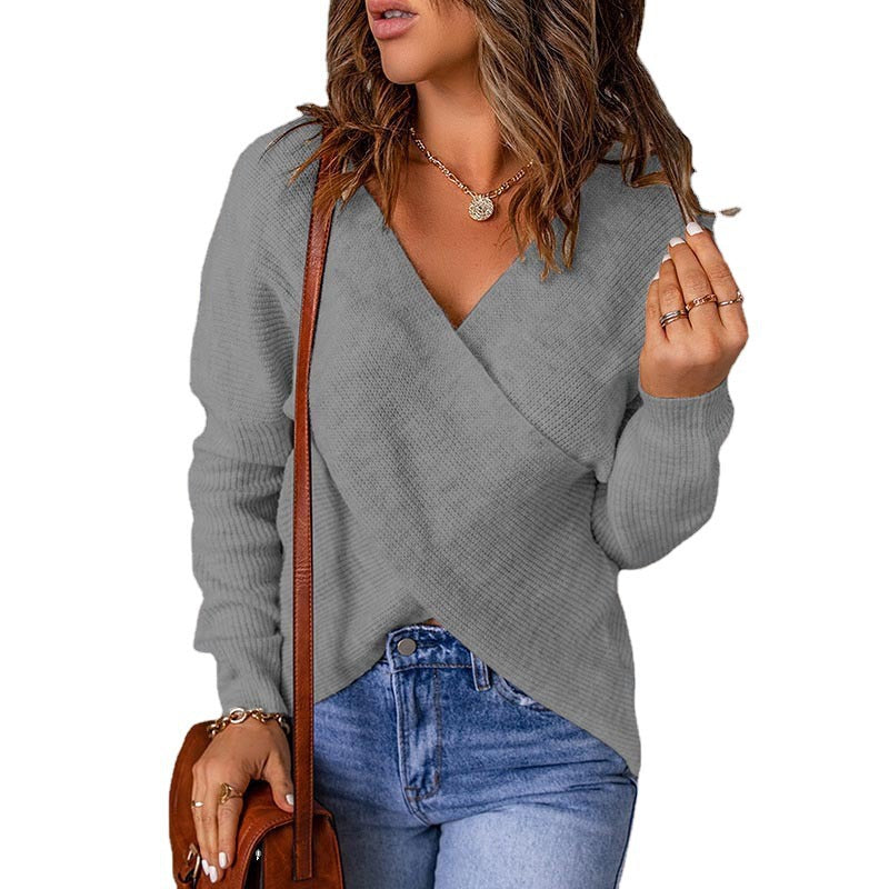 Autumn And Winter European And American Fashion New Style Sweater Women's Cross Knitted