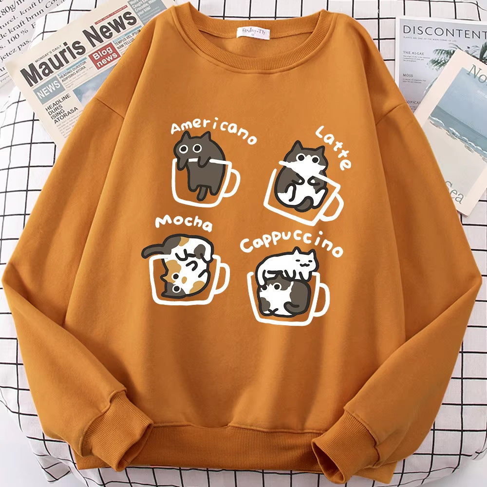 Coffee Cat Cute Personality Hoodie