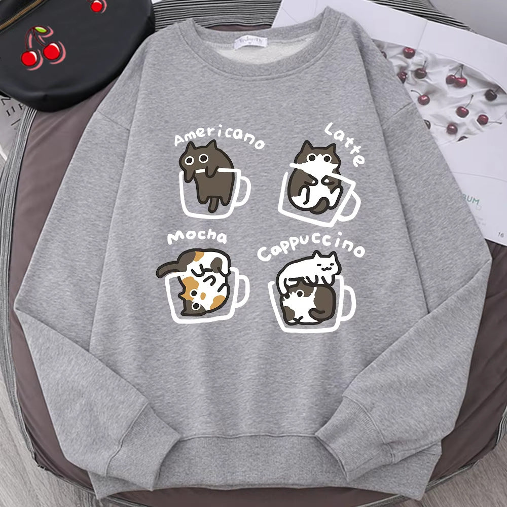Coffee Cat Cute Personality Hoodie