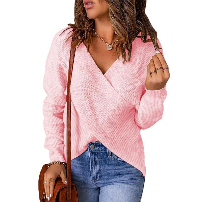 Autumn And Winter European And American Fashion New Style Sweater Women's Cross Knitted