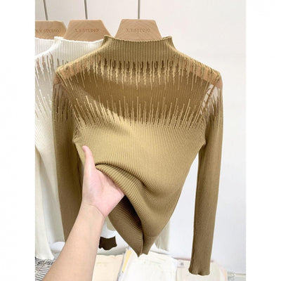 Mesh Lace Sweater Women's Half Turtleneck