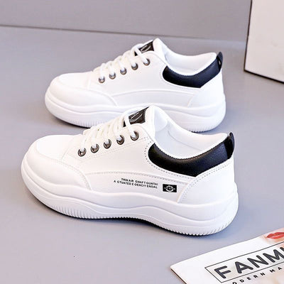 Women's Korean-style All-match Leather White Shoes