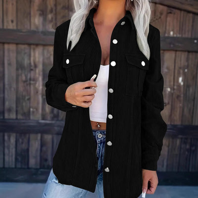 Solid Color Corduroy Lapel Cardigan Loose Casual Temperament Coat