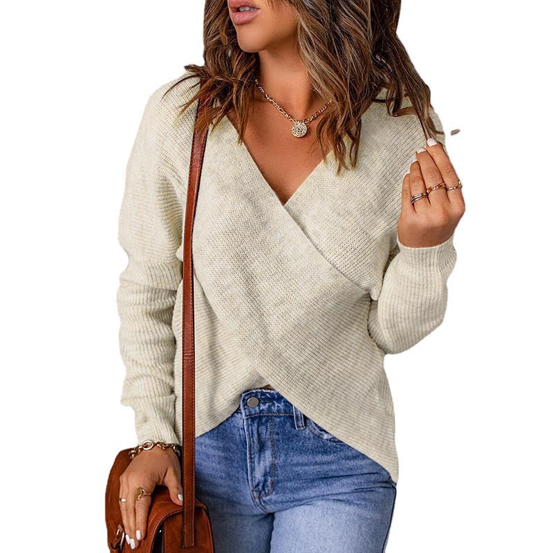 Autumn And Winter European And American Fashion New Style Sweater Women's Cross Knitted