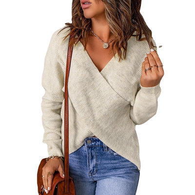 Autumn And Winter European And American Fashion New Style Sweater Women's Cross Knitted