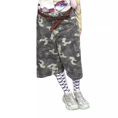 Fashion Personalized Camouflage Denim Shorts For Women