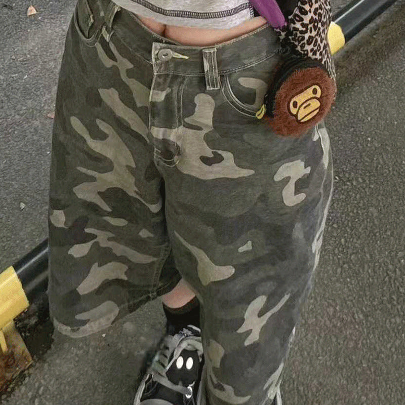 Fashion Personalized Camouflage Denim Shorts For Women