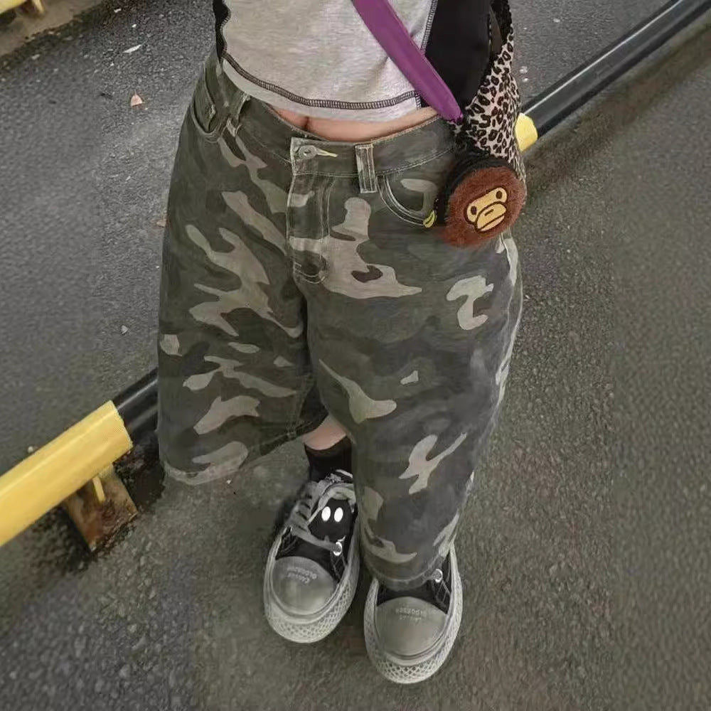 Fashion Personalized Camouflage Denim Shorts For Women