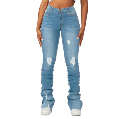 High Waist Women's Clothing Denim Bell-bottom Pants
