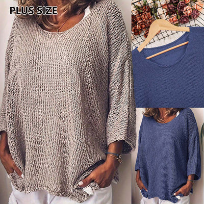 Round Neck Long Sleeve Loose And Simple Versatile Knitted Top