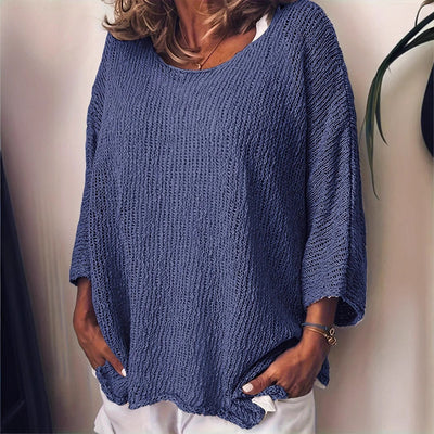 Round Neck Long Sleeve Loose And Simple Versatile Knitted Top
