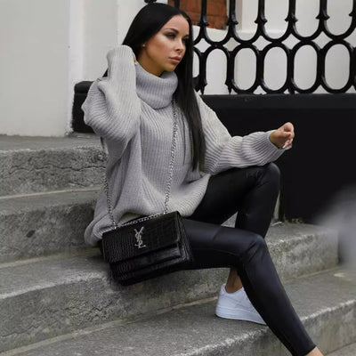 Turtleneck Long Sleeve Sweater Coat Mid-length Sweater