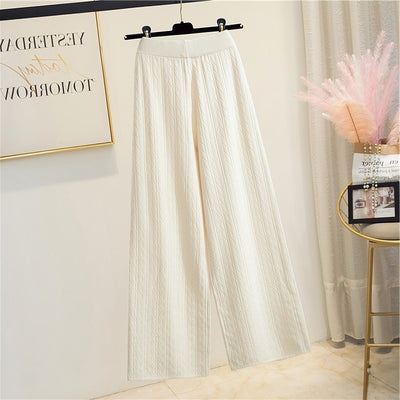 Wide-leg Pants Anti-aging Elegant High Waist Drooping Knitted Trousers