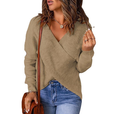 Autumn And Winter European And American Fashion New Style Sweater Women's Cross Knitted