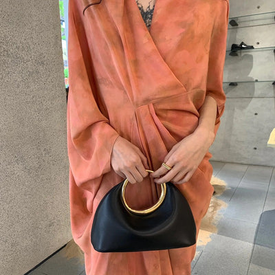 Simple Soft Leather Bag Hand Carrying Ring Hand-carrying