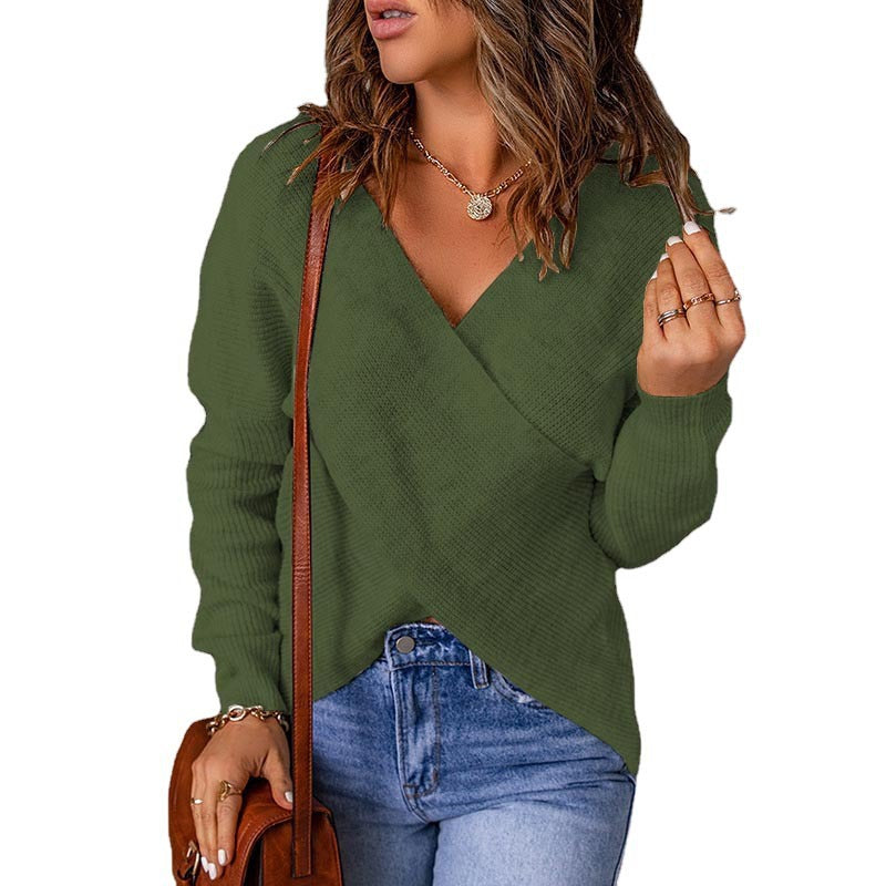 Autumn And Winter European And American Fashion New Style Sweater Women's Cross Knitted