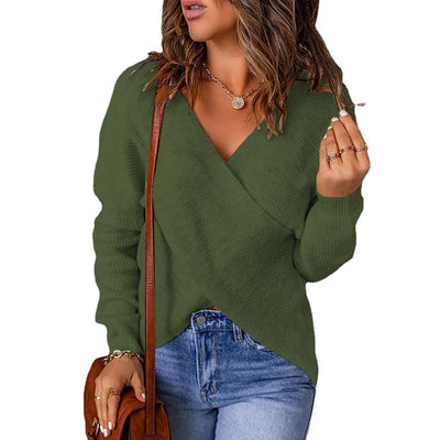 Autumn And Winter European And American Fashion New Style Sweater Women's Cross Knitted