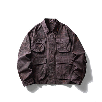 Tie-dye Camouflage Workwear Jacket For Men