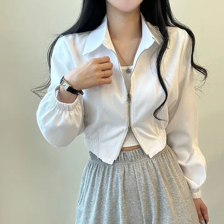 Double Zipper Jacket Lapel Short Coat