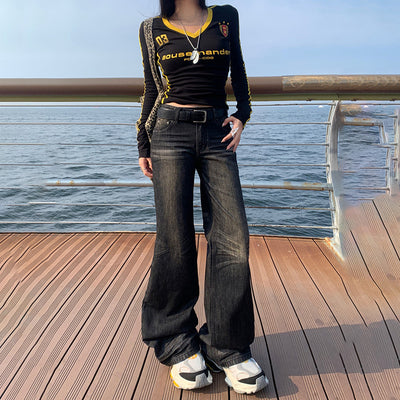 Women's Low Waist Skinny Jeans New Straight Loose Wide Leg