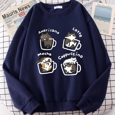 Coffee Cat Cute Personality Hoodie