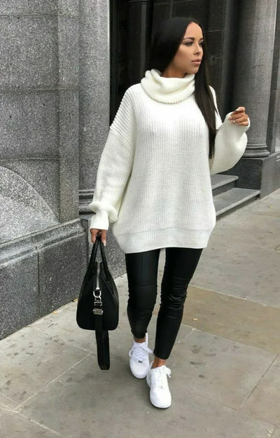 Turtleneck Long Sleeve Sweater Coat Mid-length Sweater