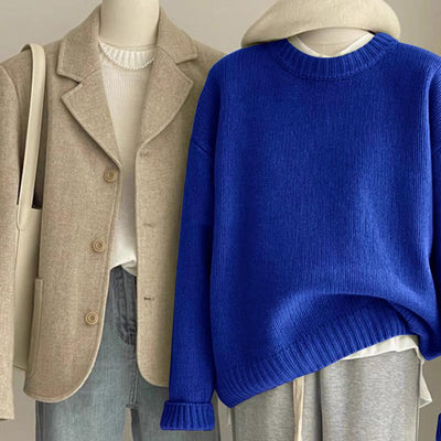 Retro Dark Green Sweater For Women Autumn And Winter Loose