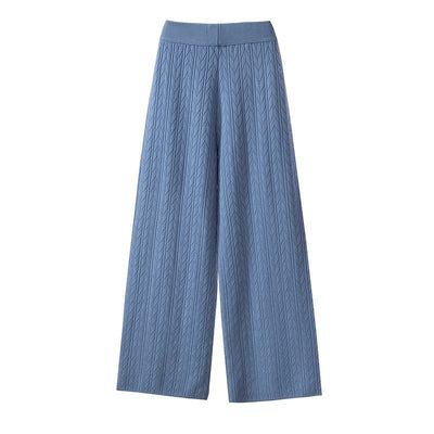 Wide-leg Pants Anti-aging Elegant High Waist Drooping Knitted Trousers