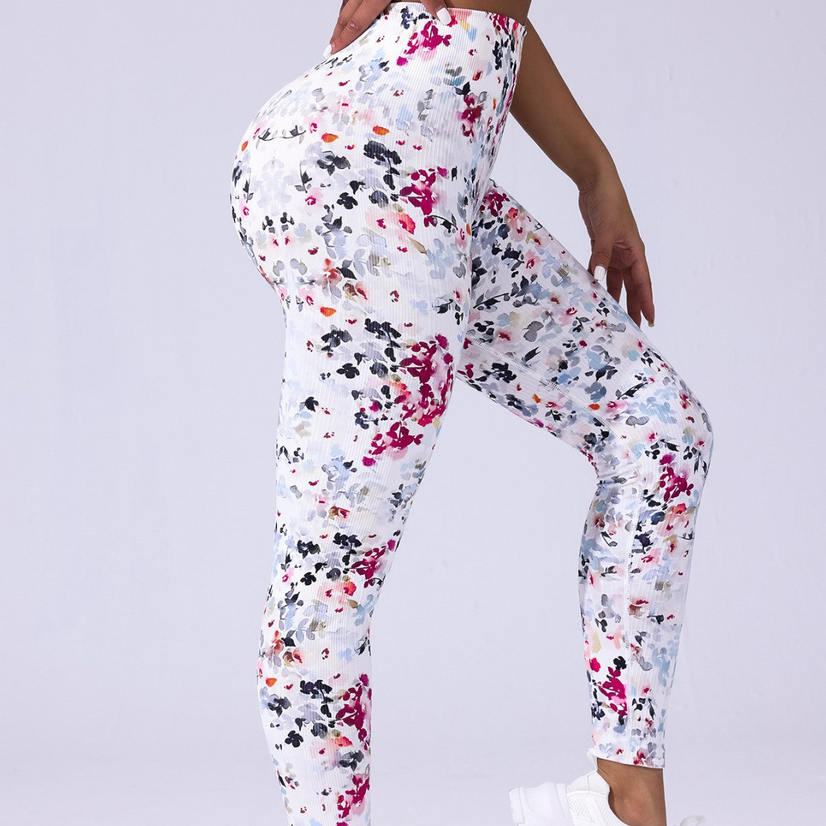 Print Yoga Pants Peach Hip High Waist Running Sports