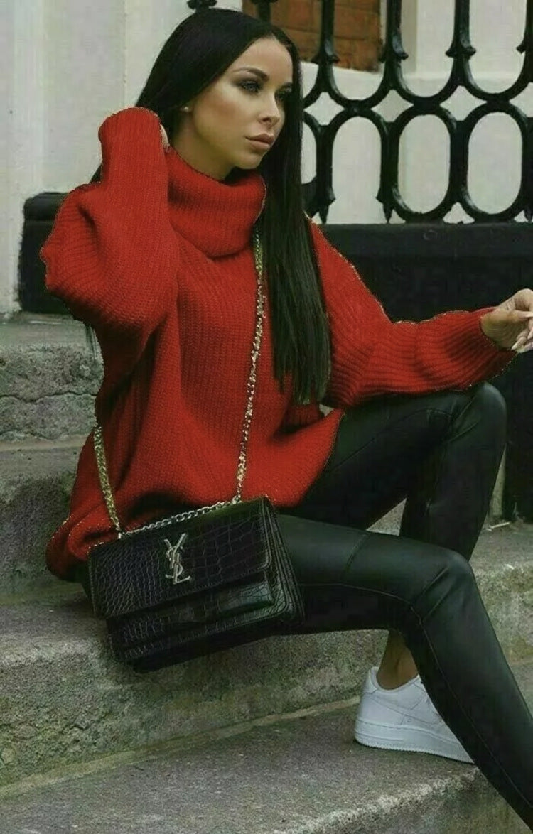 Turtleneck Long Sleeve Sweater Coat Mid-length Sweater