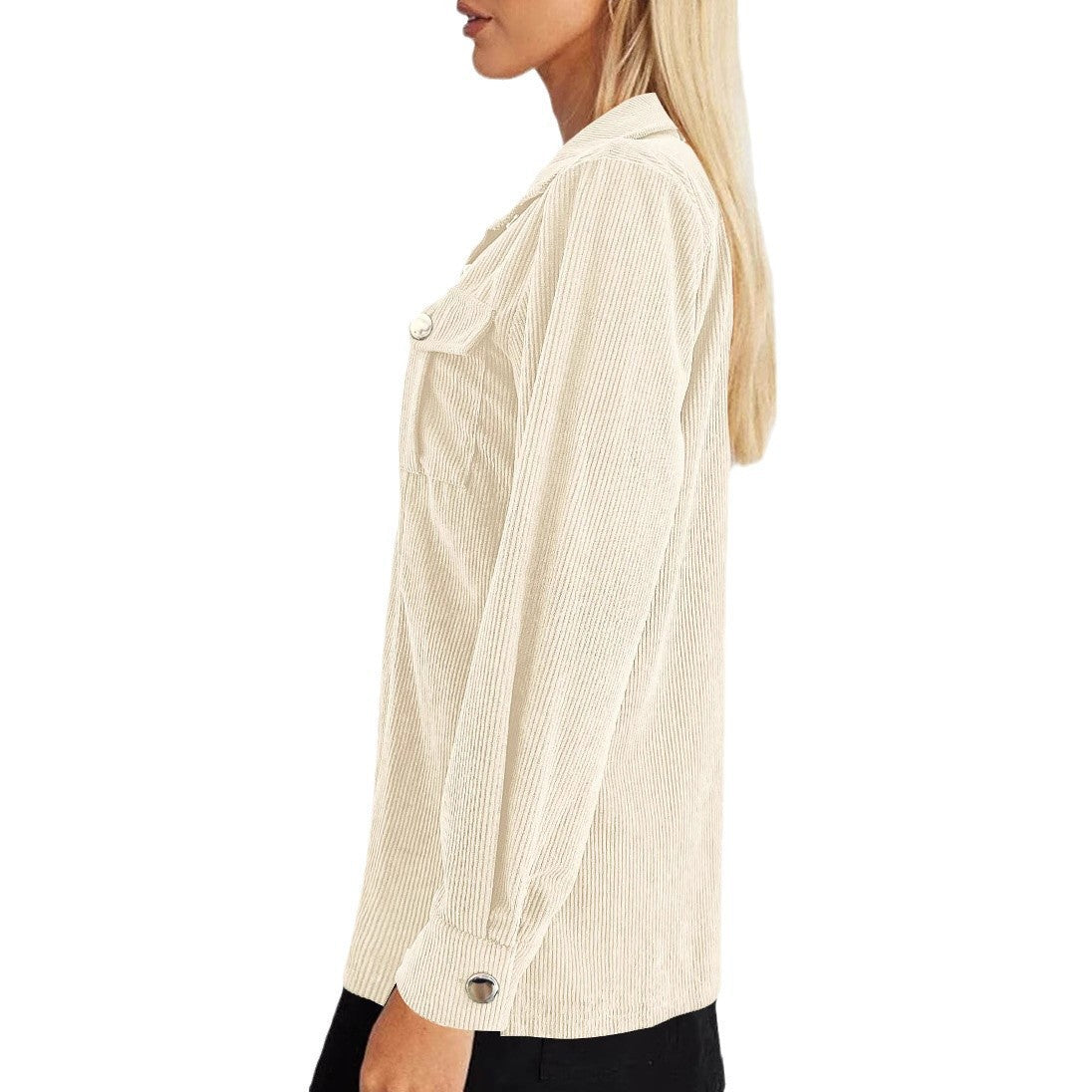 Solid Color Corduroy Lapel Cardigan Loose Casual Temperament Coat
