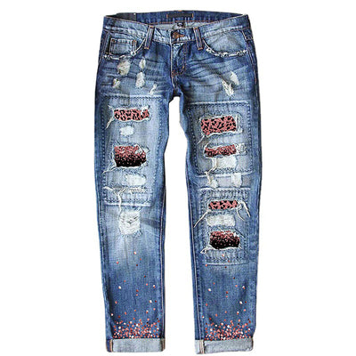 Slim-fit Printed Women's Denim Pants